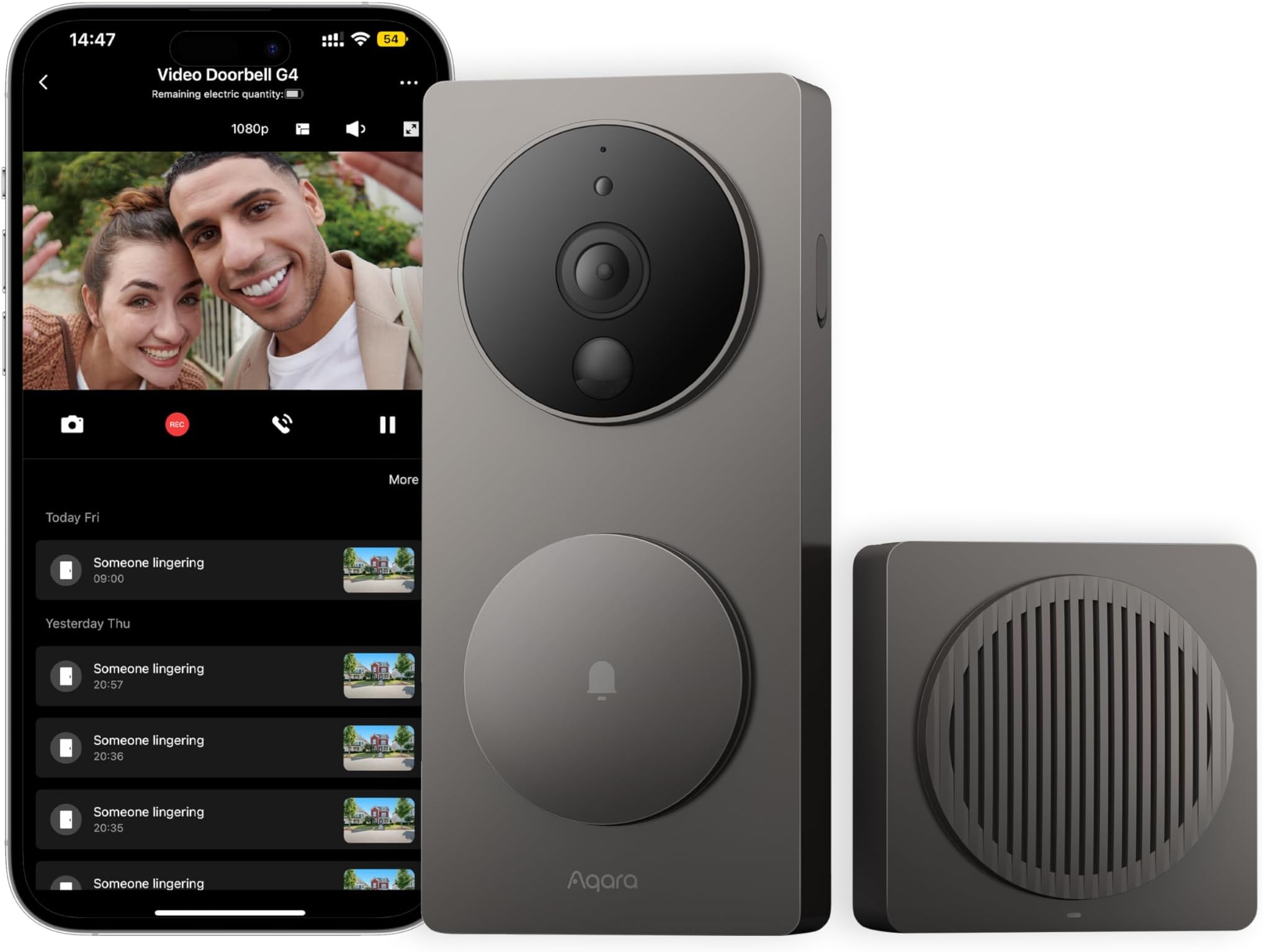 Video Doorbell G4 with Chime, 1080p FHD HomeKit Secure Video Doorbell Camera, 2-Way Audio, Night Vision, Local Face Recognition, Automations, Wireless or Wired, Supports Apple Home, Alexa,Google