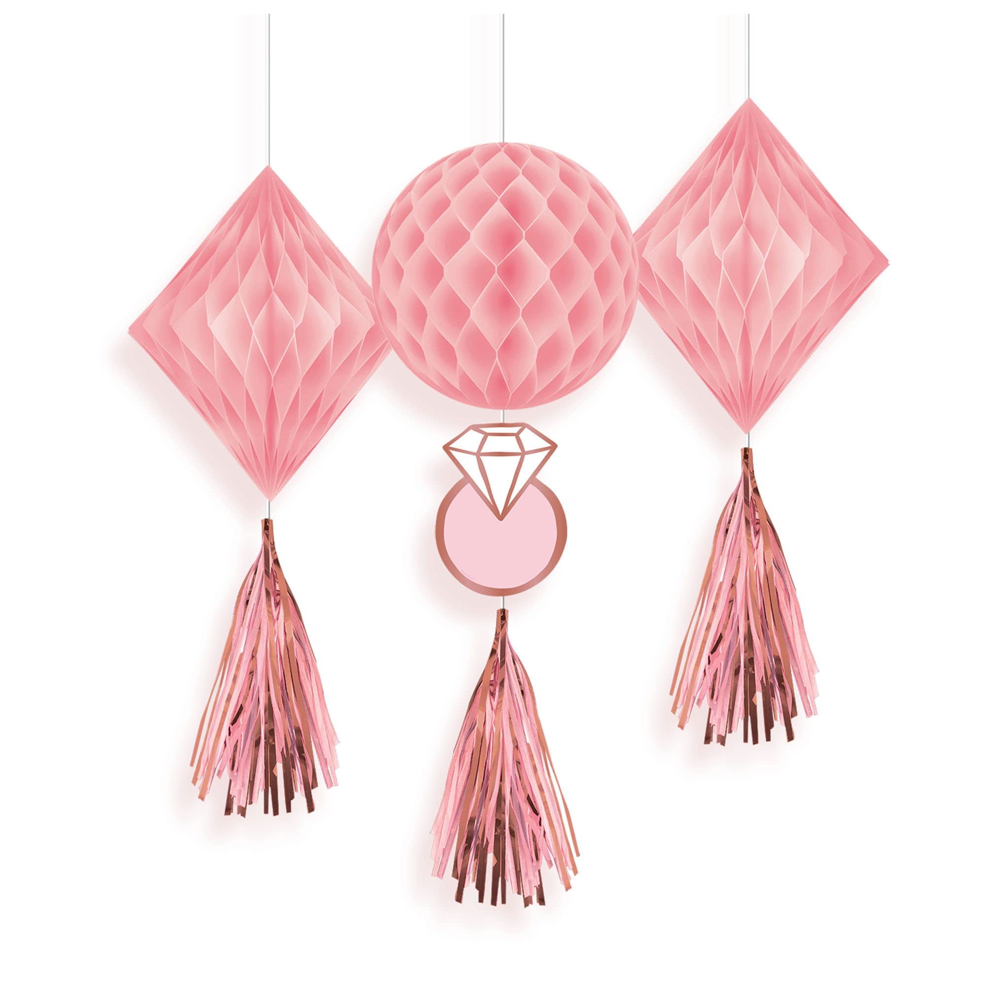 Kit de décoration nid d'abeille Blush Wedding Diamonds pour un photobooth