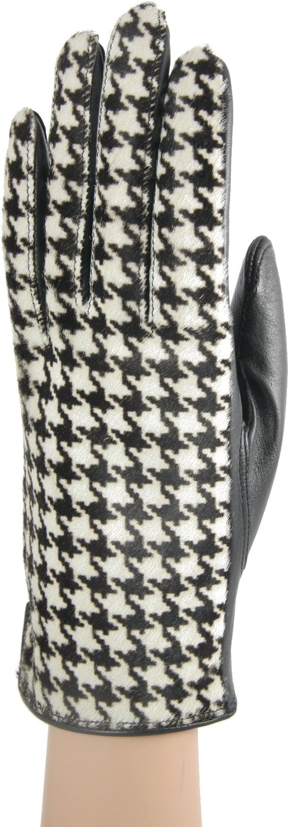 Gaspar Women's Houndstooth Pattern Pony Hair Gloves