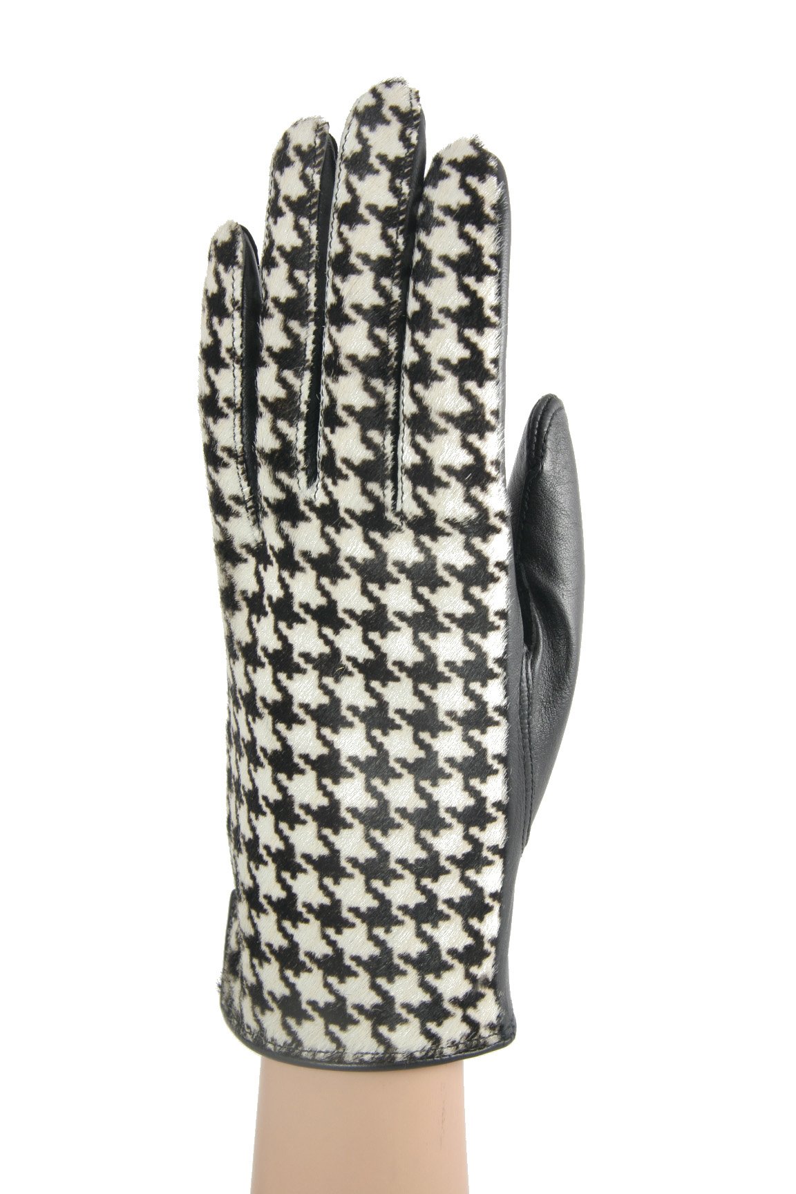 Gaspar Women's Houndstooth Pattern Pony Hair Gloves