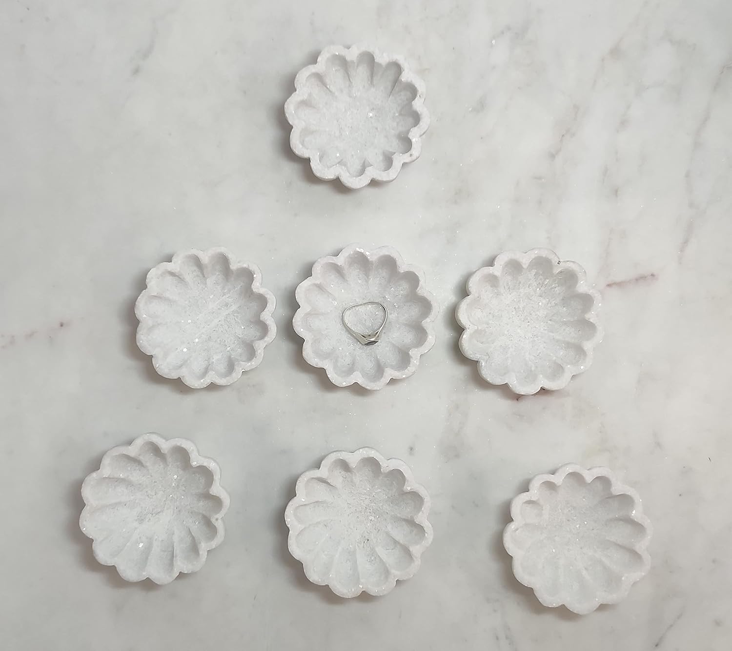 Christmas Gift Marble Scallop Bowl Marble Ruffle Bowl Stone Bowl Decorative Bowl Decorative Trays Marble Fruit Bowl Christmas Gift Bowl 3 in (Set of 12 pieces)