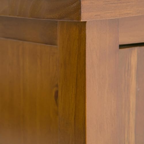 Miniatura 7 de SIMPLIHOME Warm Shaker - Armario de almacenamiento bajo de madera maciza de 32 pulgadas de ancho con 2 estantes en marrón dorado claro, gabinete de