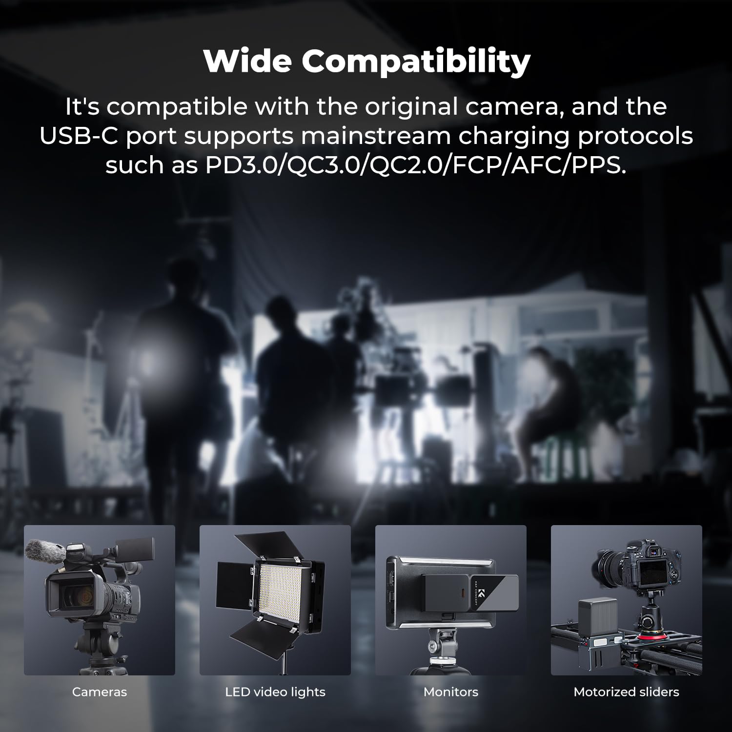 K&F CONCEPT NP-F970 Tragbares Ladegerät mit Touchscreen-Display 10500 mAh hohe Kapazität Zwei USB-C-/EIN USB-A-Ausgangsanschlüsse mit PD 45 W Schnellladefunktion