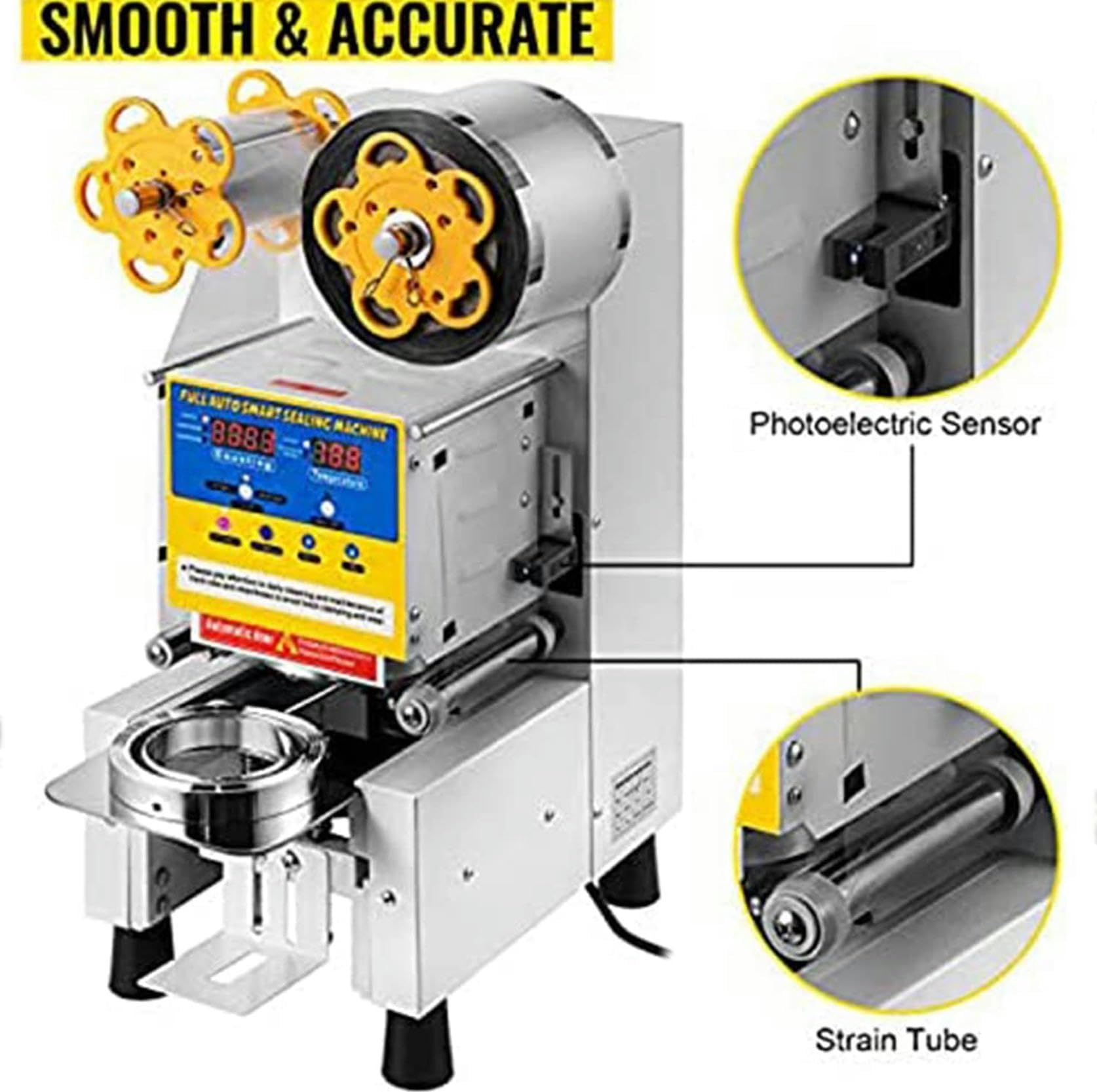 Sigillatrice elettrica automatica per tazze, tè, latte, succhi di frutta e bevande, qualità professionale per contenitori in plastica