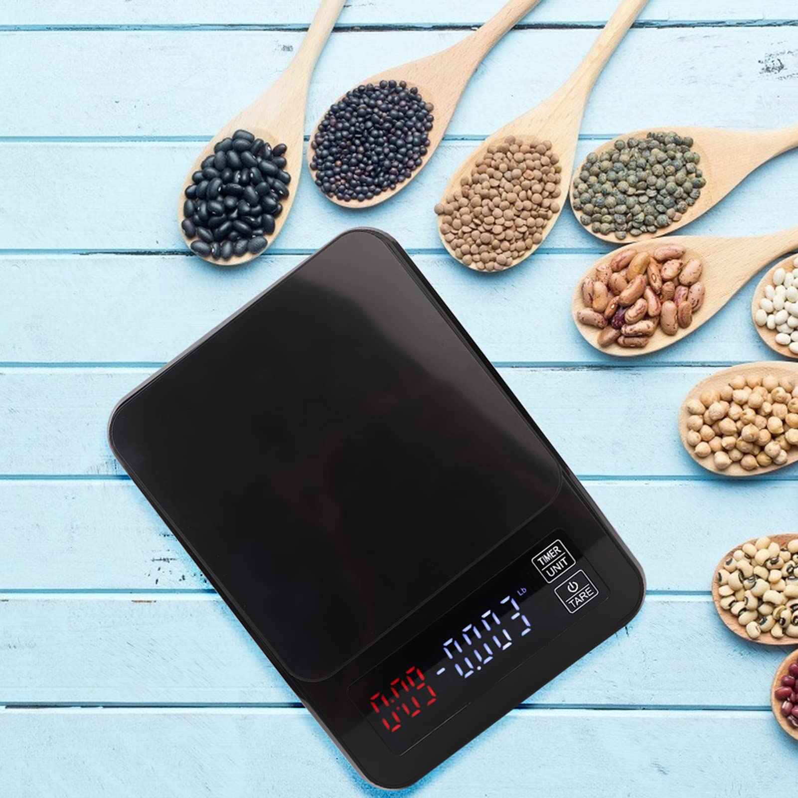 Cyfrowa waga do kawy o wysokiej precyzji 5kg Dokładność 0,1g Elektroniczna waga kuchenna z wyświetlaczem LCD Funkcja timera dla domowej kawiarni Pieczenie biżuterii Ważenie Czarny