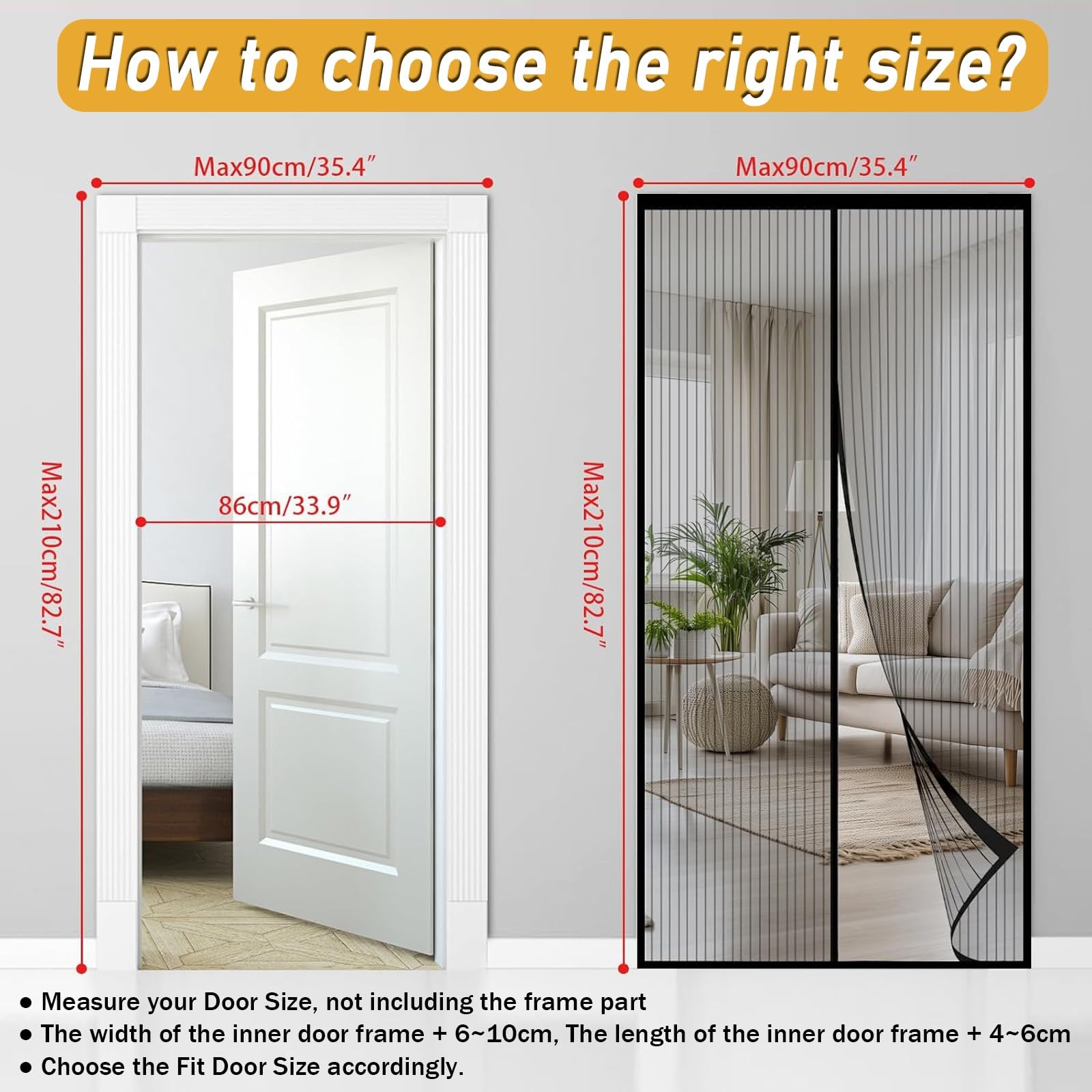 Mosquitera Magnética para Puerta 147 x 210 cm Adsorción Magnética Plegable Fácil de Instalar Mosquitera Puerta a Prueba de Gatos para Puertas de Salón Balcón Corredor, Negro