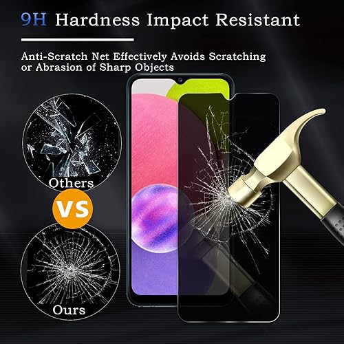 Miniatura 5 de Paquete de 2 protectores de pantalla de privacidad para Samsung Galaxy A03s, película de vidrio templado de privacidad dureza 9H sin burbujas a