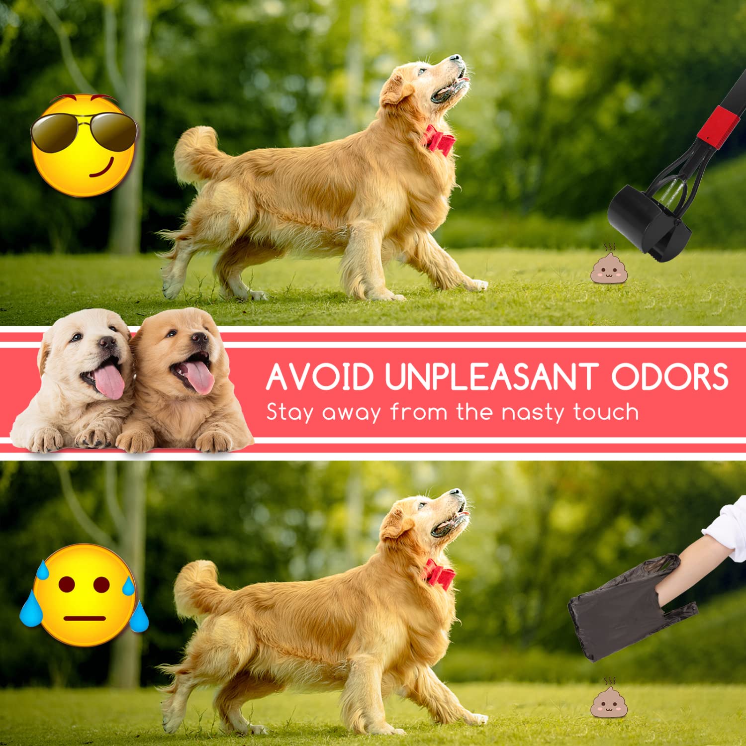 Nobleza 66cm Paletta Racogli Escrementi per Cani, Manico Lungo Piegarsi Portatile e Pratico Pooper Scooper