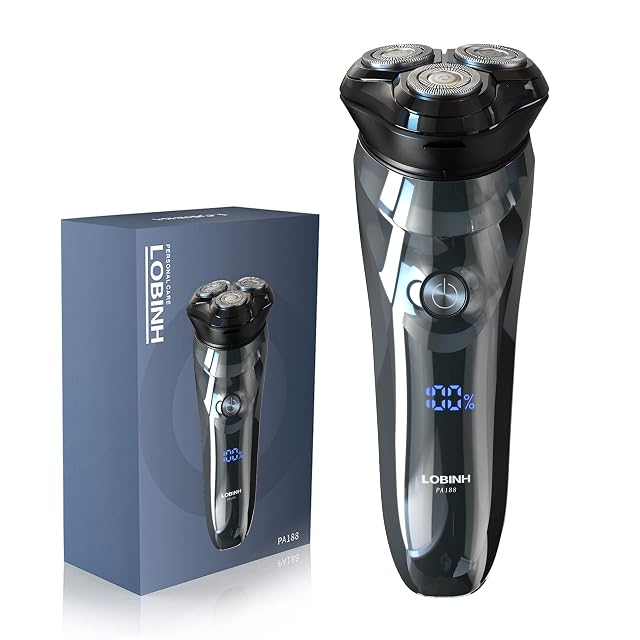 40pcs Case LOBINH Electric Shaver for Men 100 Washable Rechargeable Waterproof Electric Razor Wet Dry Shaving with Pop-up
