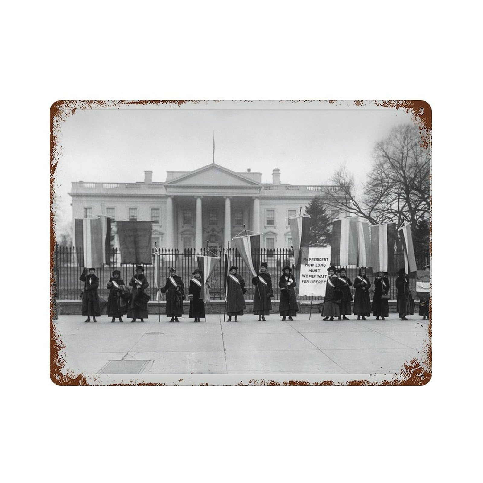 xiaoxiaoshen Suffragette Protest Photo Vintage Feminist Wall Decor Art Metal Tin Poster Modern Home Decor Art Home Bar Shop Decorations Vintage Sign 30x40cm