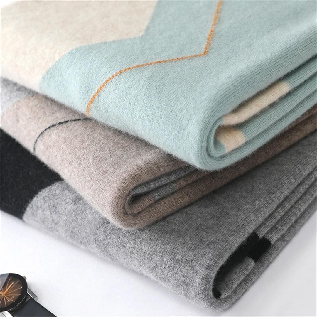 Maglione da uomo con scollo rotondo a rombi di colore abbinato in lana allentata calda e casual camicia di fondo lavorata a maglia