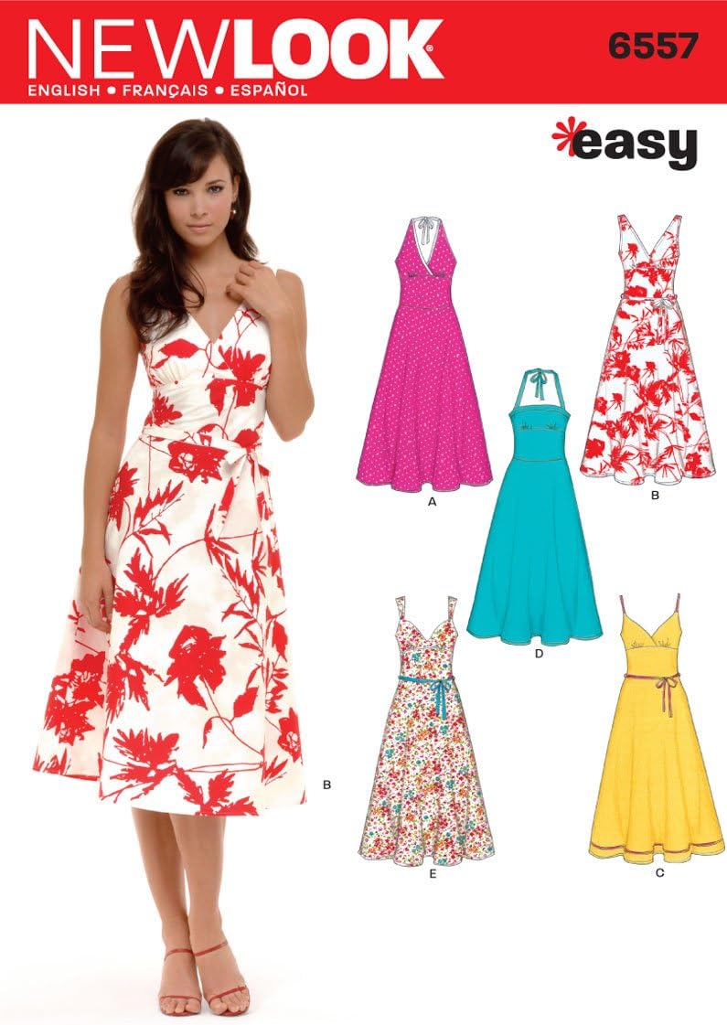 New Look Sewing Pattern Misses Dresses, Size A (8-10-12-14-16-18)