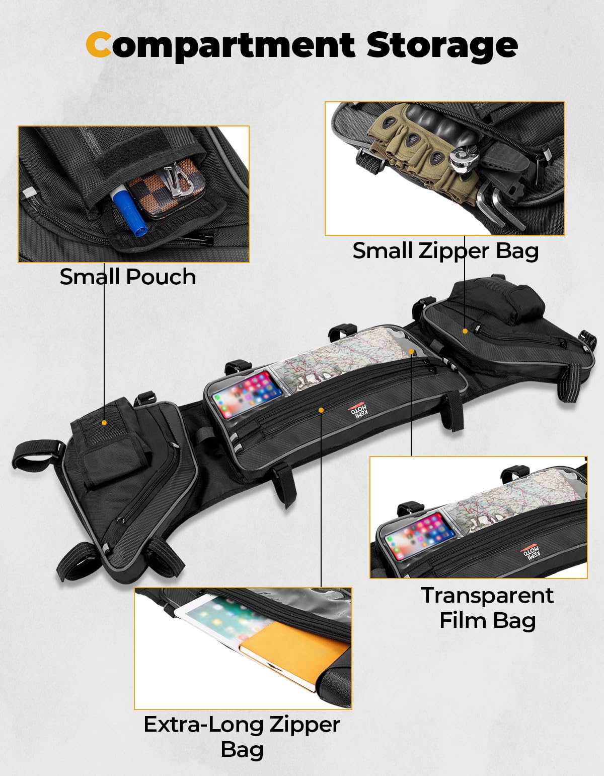 KEMIMOTO Bolsa de techo UTV compatible con RZR XP 1000 2024, gran capacidad 1680D, impermeable, evita la flacidez, bolsa de almacenamiento superior compatible con Polaris RZR XP 1000/RZR XP 4 1000