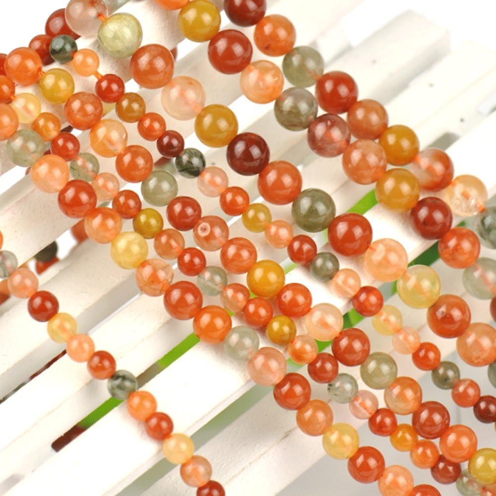 Natural Stone Beads Color Hair Crystal Round Loose Beads for Jewelry Making DIY Bracelet Necklace (12mm)