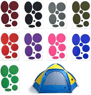 72 Pcs Down Jacket Repair Patches Self-Adhesive Waterproof Nylon Fabric Repair Patch Pre-Cut Repair Tape Kit for Jacket Tent Outerwear Sleeping Bag Clothing Airbed Awnings to Fix Holes, 9 Colors