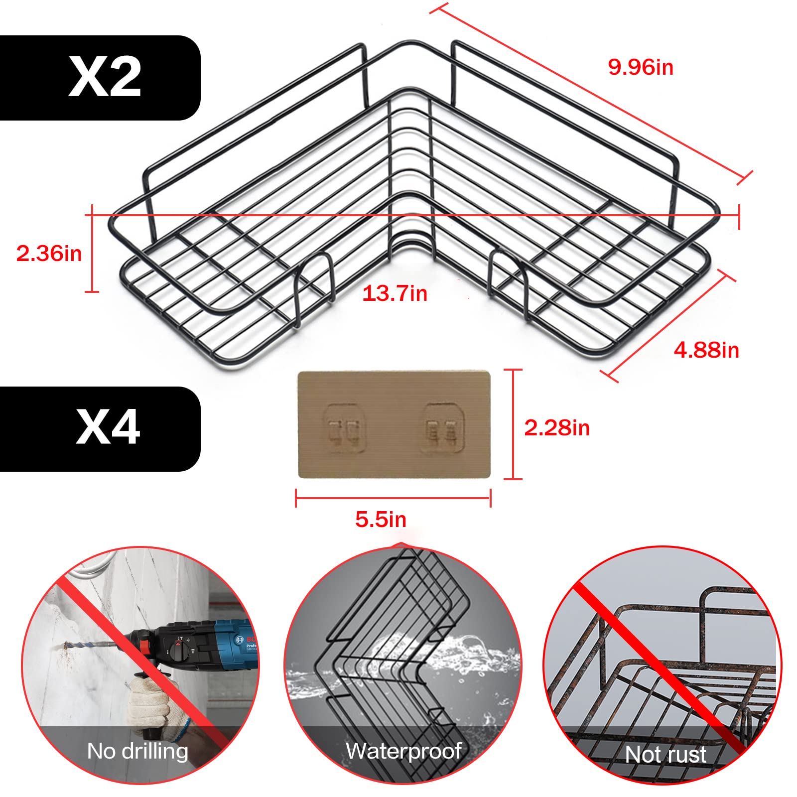 Étagères D'angle De Salle De Bain, étagère De Rangement Triangulaire En Laiton, Panier D'angle De Rangement De Douche Pour - Bricolage