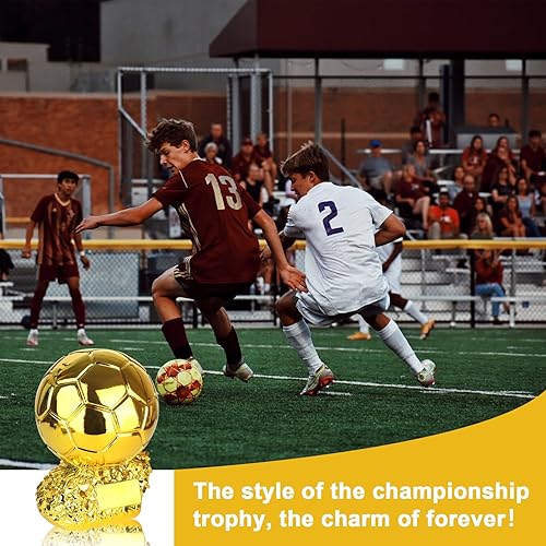Miniatura 7 de LimuToy Réplica del trofeo del globo de oro, decoración del trofeo de fútbol, Trofeo de balón de oro de fútbol, réplica del trofeo de fútbol de