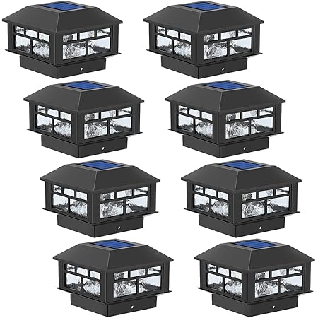 Powgdlt Solar Post Cap Lights Outdoor 10 Lumen Double Led Fence Post Solar Powered Waterproof Light For 4x4 Or 5x5 Wood Posts In Patio Deck Or Garden Decoration 8 Pack Amazon Com