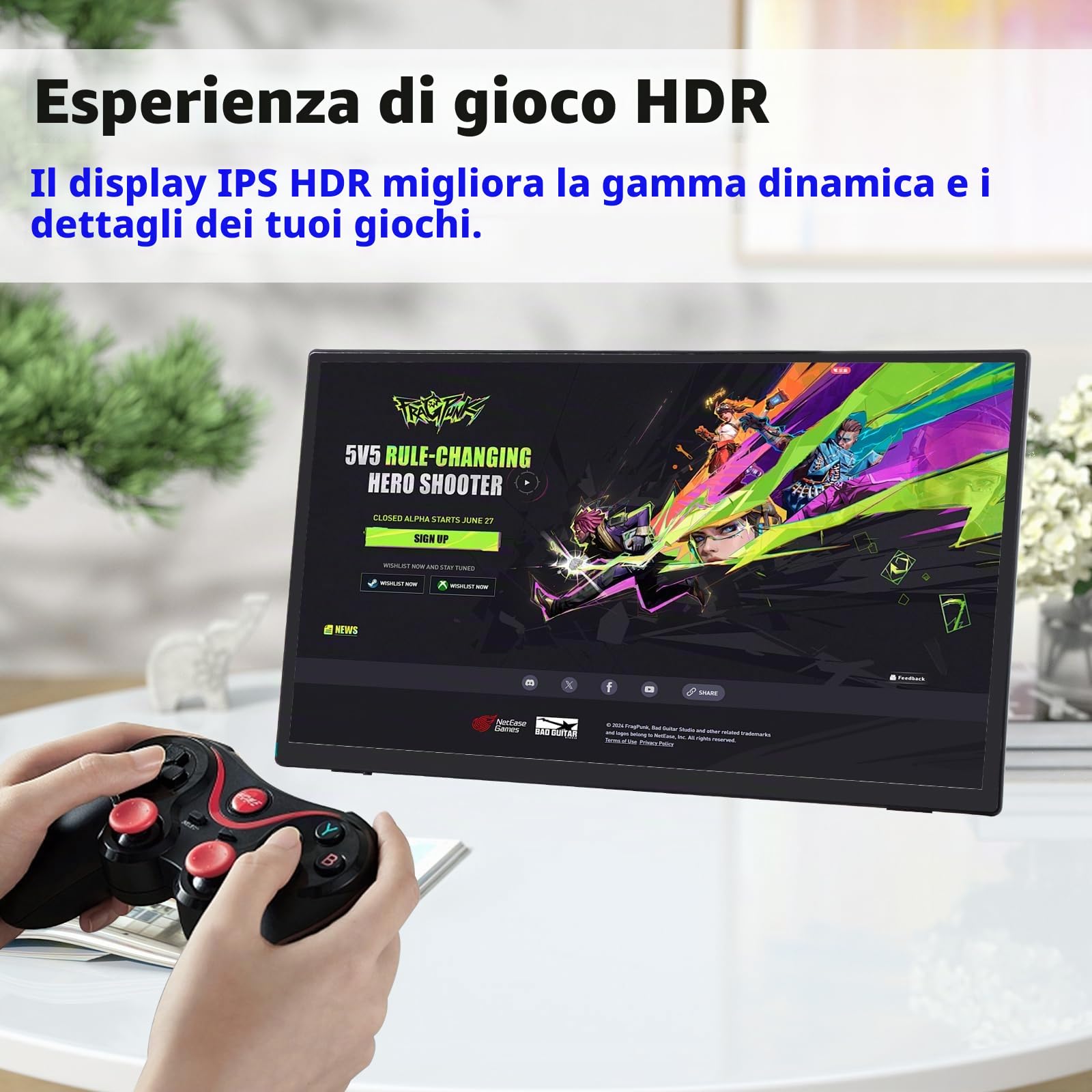 GeeekPi Monitor Portatile 18.5 Pollici 1920x1080 IPS Touch Screen 120Hz FHD 1080P Display Touch con HDMI USB-C, Altoparlanti incorporati, Supporto VESA per Xbox PS4/5 Laptop Mac PC