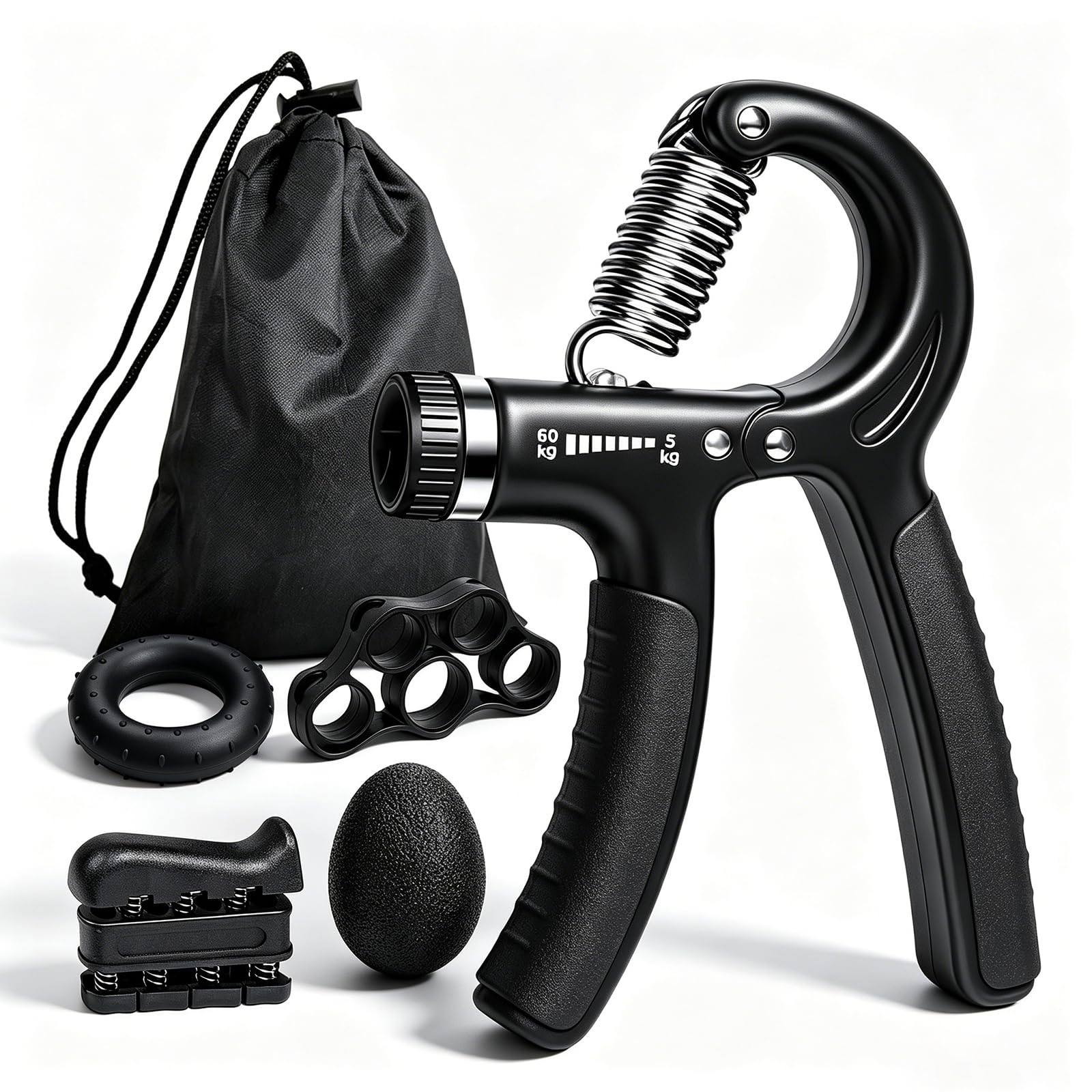 Hand Grip Molla Avambraccio Gripper - Pacco da 5, Attrezzo per Esercitare Le Dita, Finger Stretcher,Attrezzo di Muscolazione Regolabile per Rinforzo Muscolare, Riabilitazione e Fitness