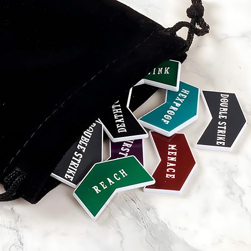 Miniatura 4 de Juego de 48 contadores de recolección mágica, fichas de metal antiguo, juego de contadores de palabras clave MTG de doble cara compatible con MTG