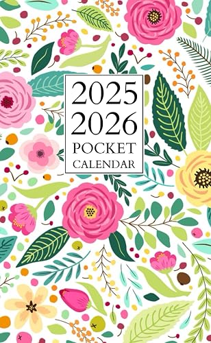 pocket calendar 2025-2026: Monthly Planner For Purse Small Size 2-Year From January 2025 To December 2026 | Floral Cover