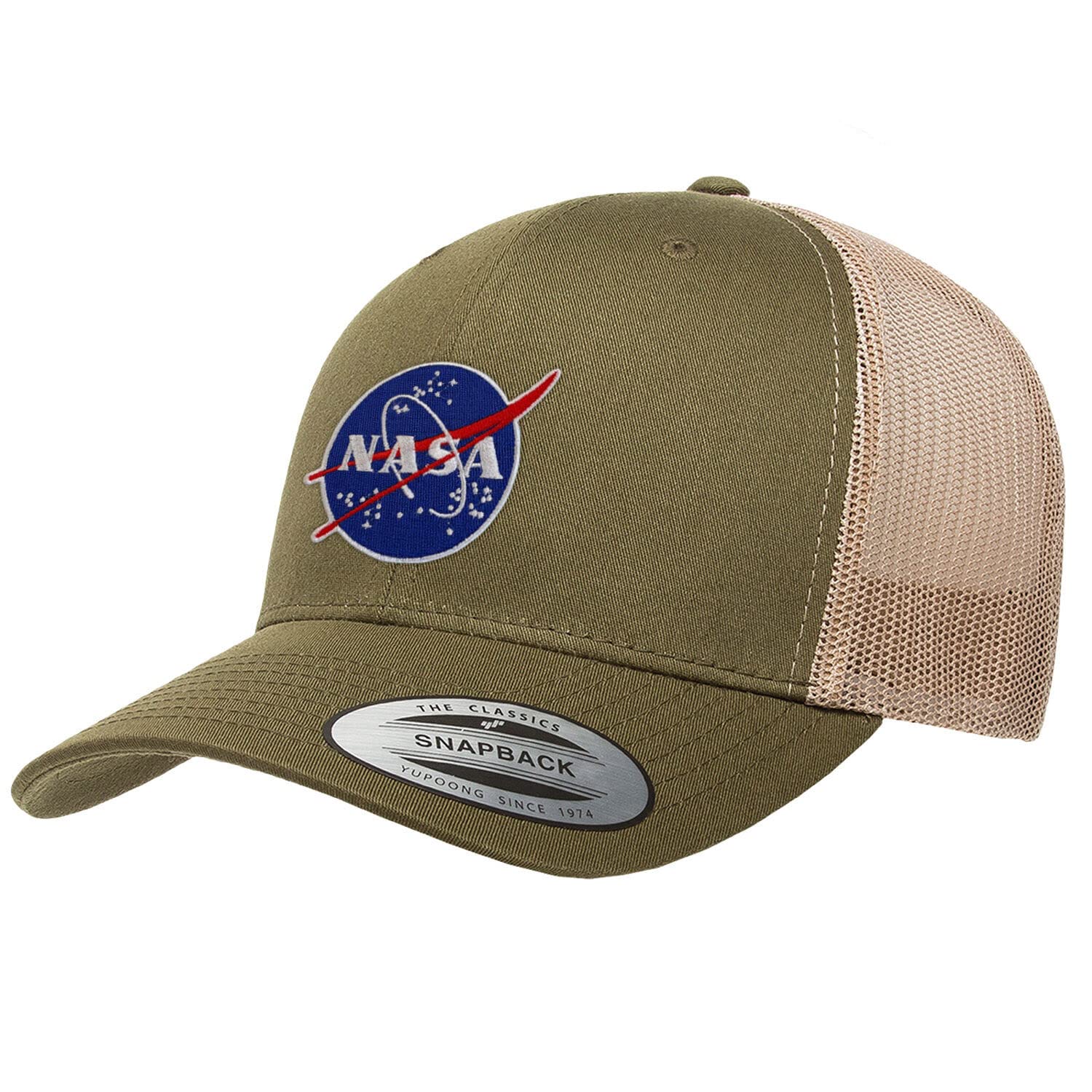 Nasa Officially Licensed Insignia Premium Trucker Cap (Olive-Khaki), One Size