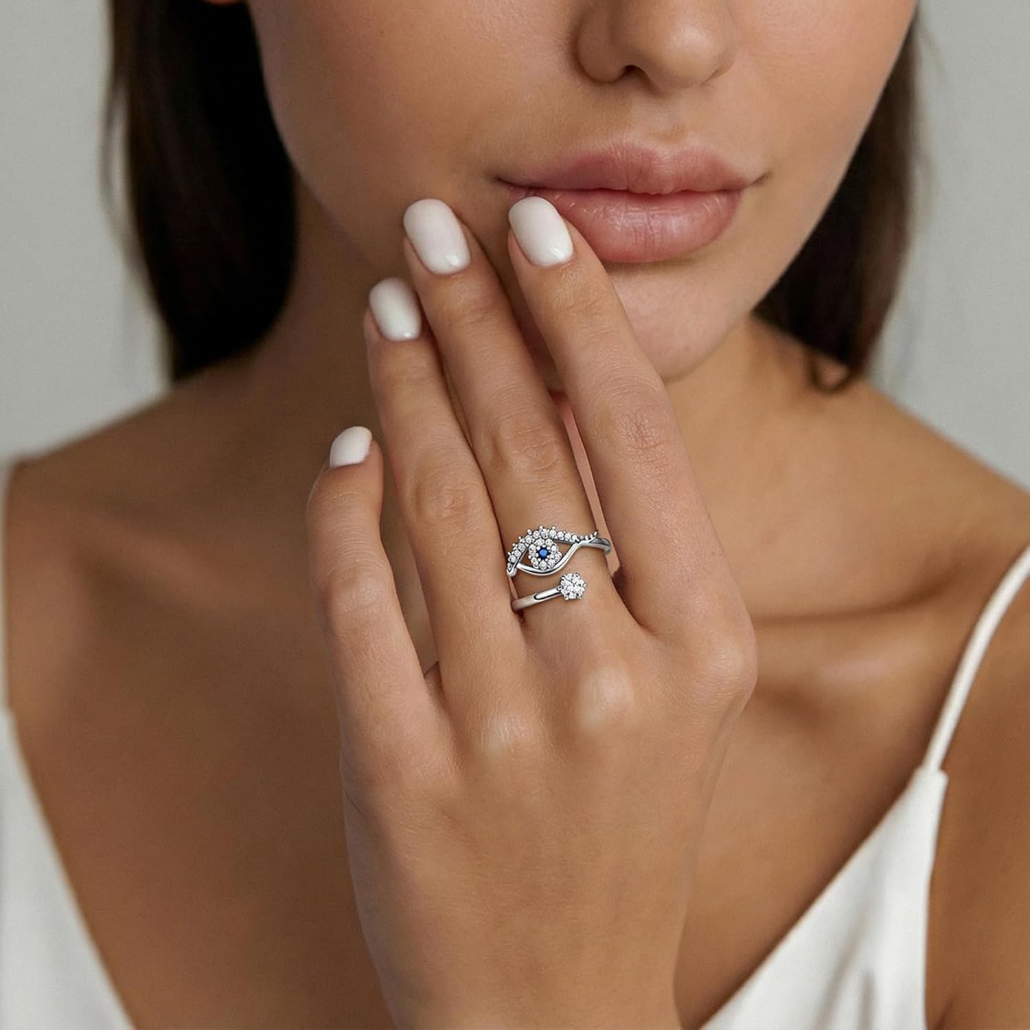 S925 Sterling Silver Adjustable Open Stacking Rings for Women, Minimalist Wrap Band, Hypoallergenic, Size 6-9, Gift Box Included, Thumb Ring Option - Image 3