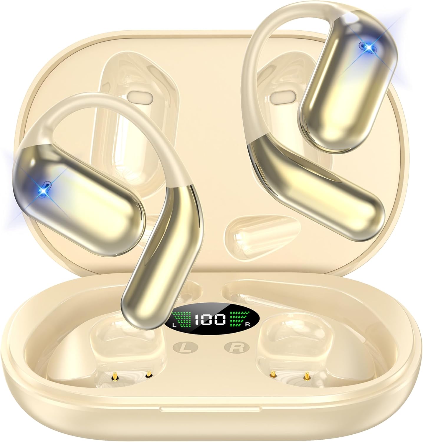 Translation Earbuds, 3-in-1 AI Language Translator with Premium Sound, 80H Playtime, Real-Time Translating Earbuds with Charging Case for Business, Learning, and Travel  Khaki(No Subscription Fee)