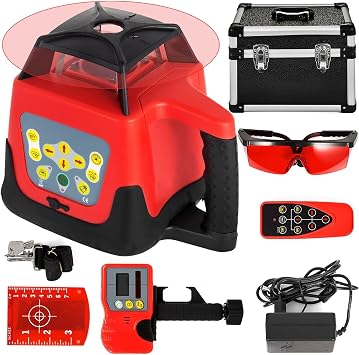 Rotary Laser Level Kit - Complete Tool Set for Accurate Range Measurement in Outdoor Construction