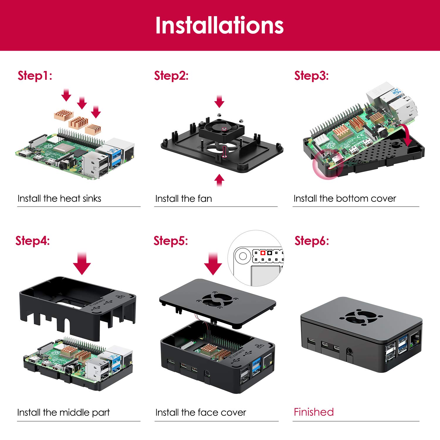 Bqeel Kit Raspberry Pi 4 Model B da 8GB RAM+ 32GB, RPi Barebone con Accessori 1 Cavo HDMI, Alimentatore 5.1V 3A con Interruttore ecc (8G +32G)