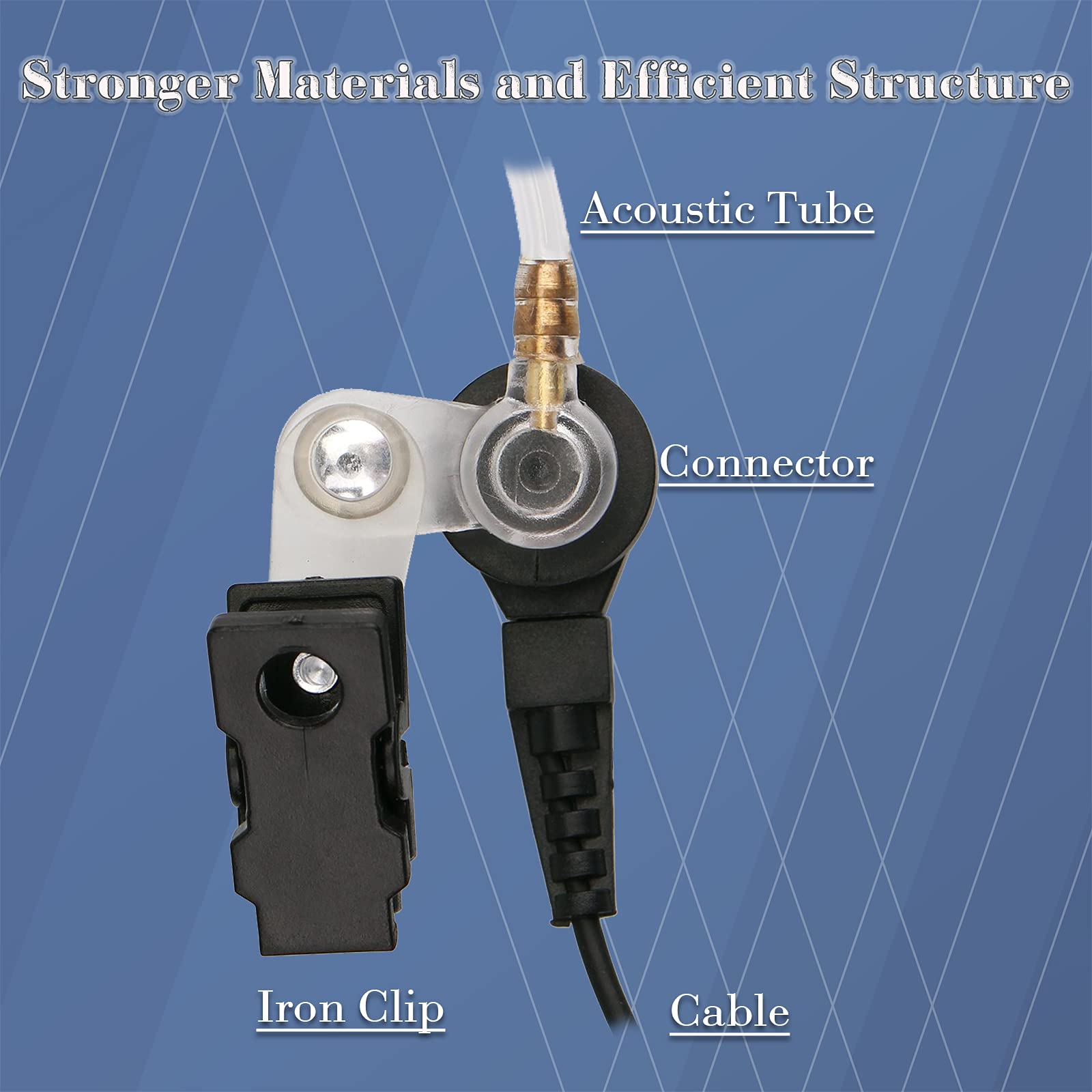 Kit 5 Auricolari Walkie Talkie 2 Pin Con Tubo Acustico Trasparente