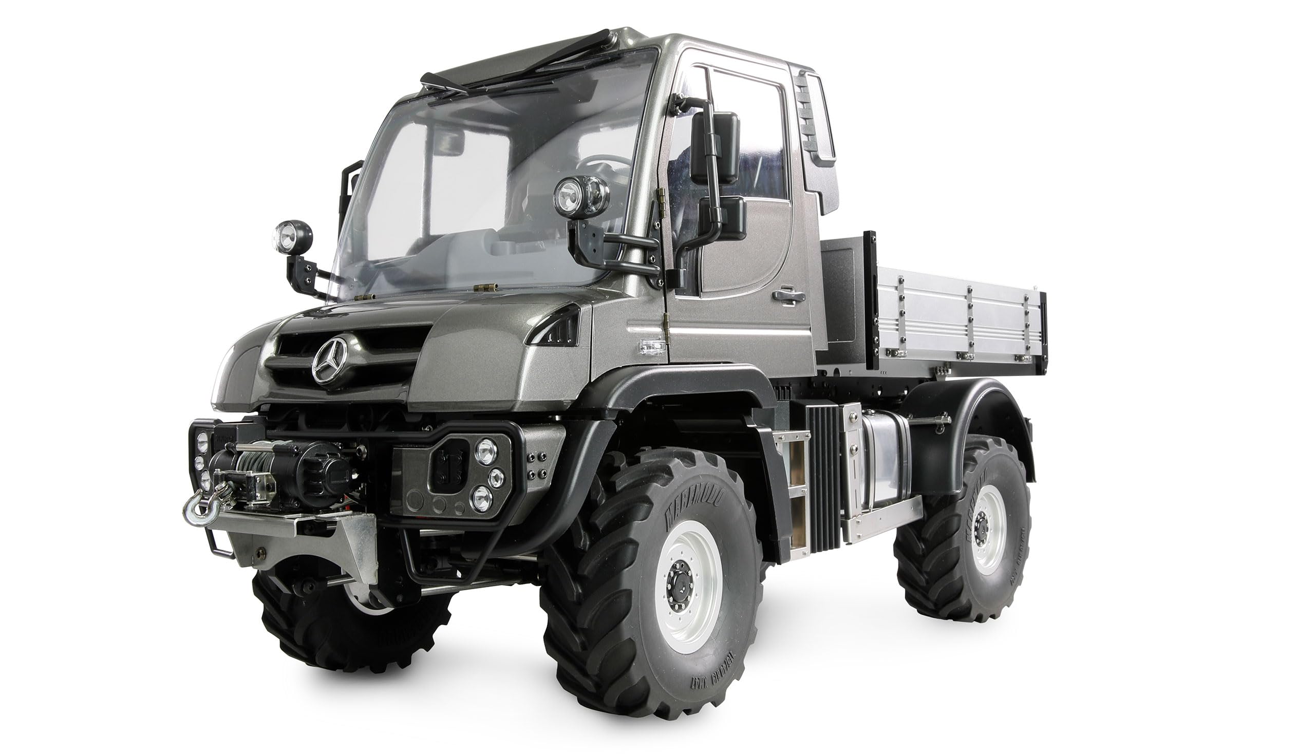 Amewi Mercedes-Benz Unimog Geräteträger 4WD 1:10 ARTR anthrazit RC ferngesteuert Lizenz Fahrzeug
