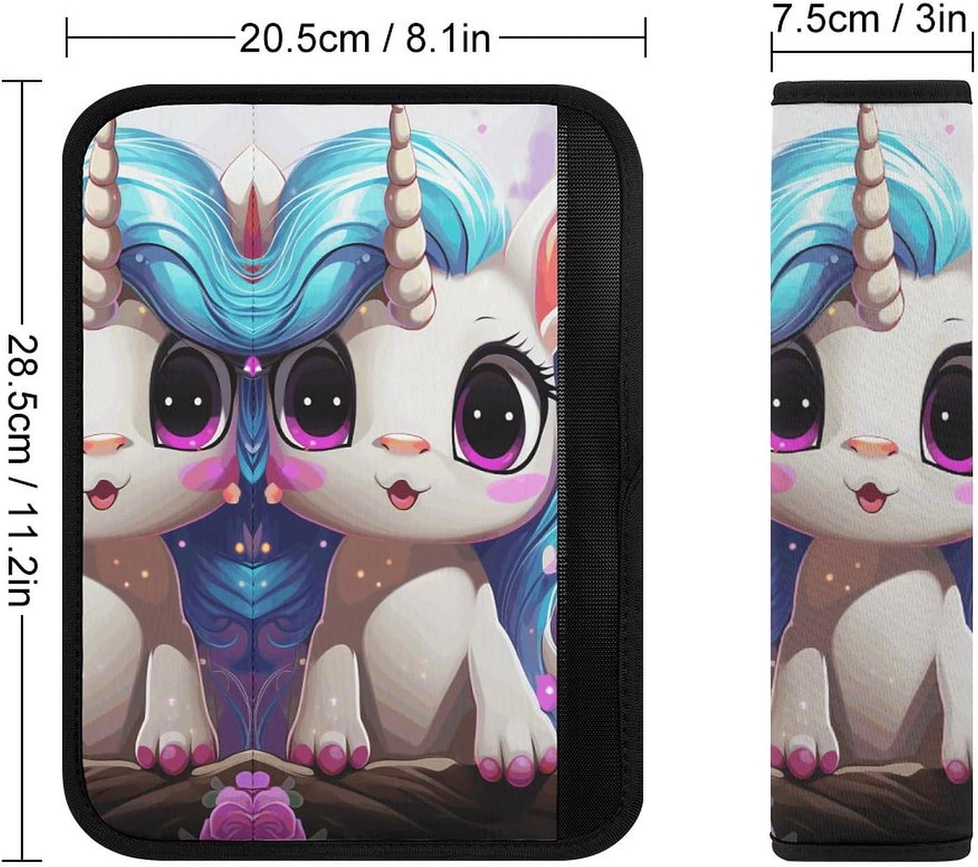 2 PCS Super Soft Car Seat Belt Pad, Cute Cute Unicornios Printed Waterproof Sweat-Absorbing Seat Belt Covers Backpack Shoulder Pad for All Car Seats Baby Strollers