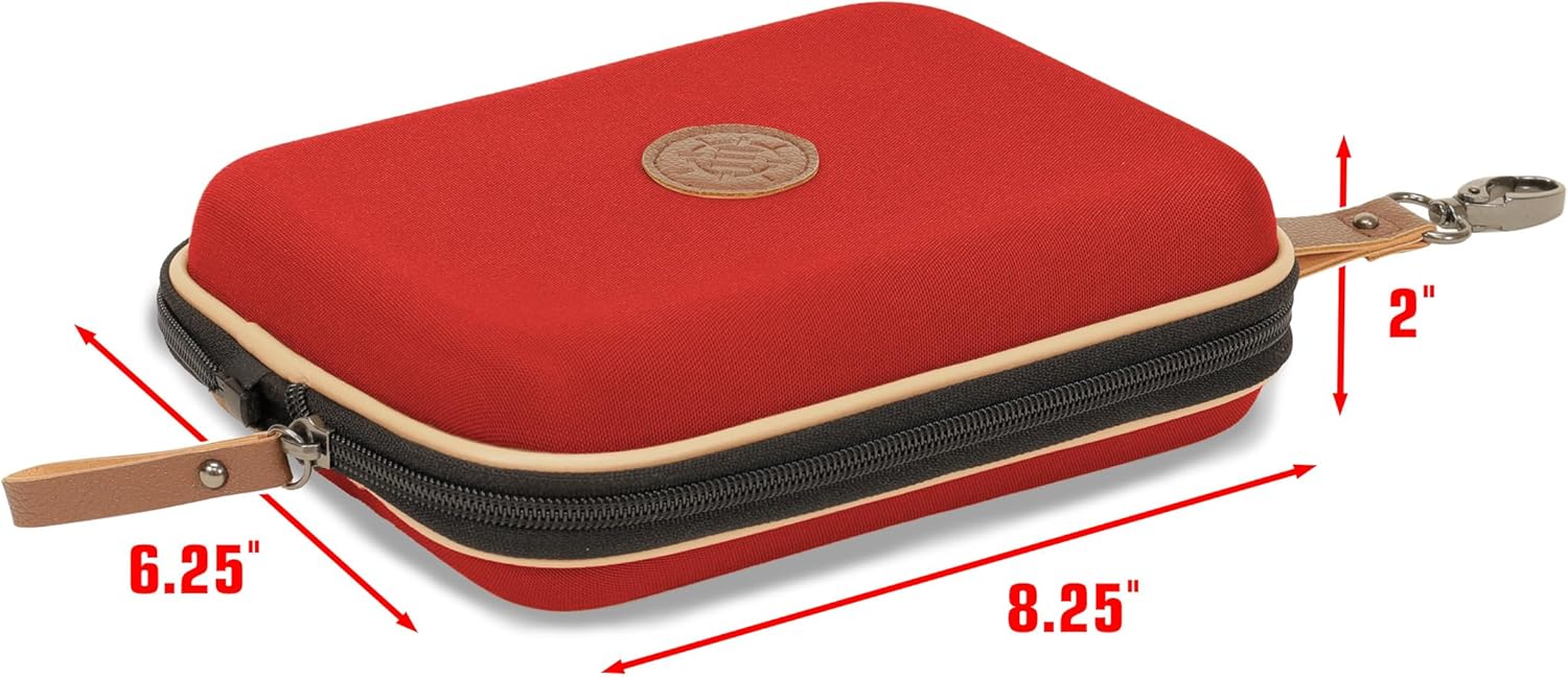 ENHANCE Designer Edition Dice Tray - Stylish Dice Case and Dice Holder for 28+ Dice with EVA Shell Protection - Dice Rolling Tray with Removable Dice Holder for DnD, Other RPG Games (Red)