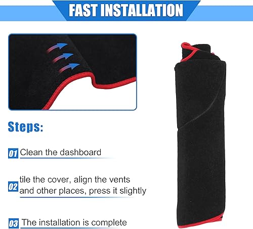 Miniatura 7 de Funda protectora de poliéster para salpicadero de automóvil compatible con Nissan Altima 2007-2012, protector de poliéster rojo para consola central