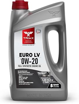TRIAX Euro LV 0W-20 Full Synthetic European Car Engine Oil | 15K Miles | Compatible with BMW LL-12+, LL-17+, MB 229.71, VW 508.00/509.00 5 Quart
