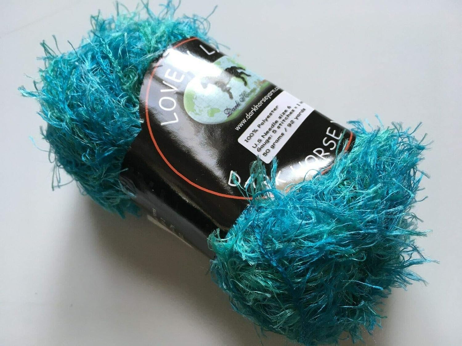 Dark Horse Yarns Lovely Lash 113 Aqua Blue Green Eyelash Yarn 50 Gram