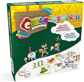 Carlu Brinquedos - Numerais e Quantidades Jogo da Memória, 3+ Anos, 40 Peças , Multicolorido, 3009