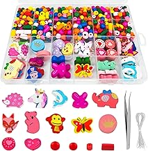 YOUNGSAY 500 Wooden Beads String, Wooden Beads with Colorful Animal Prints, Wooden Beads Set with 2 m Elastic and Tweezers for DIY Bracelets, Necklaces and Other Crafts