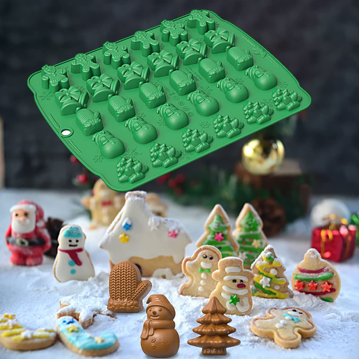 ysister Stampi di cioccolato di Natale,2pezzi Stampo natalizio per cioccolatini,Stampo Silicone Cioccolato Caramelle,Stampi per caramelle al cioccolato,per torte,decorazioni natalizie (Marrone
