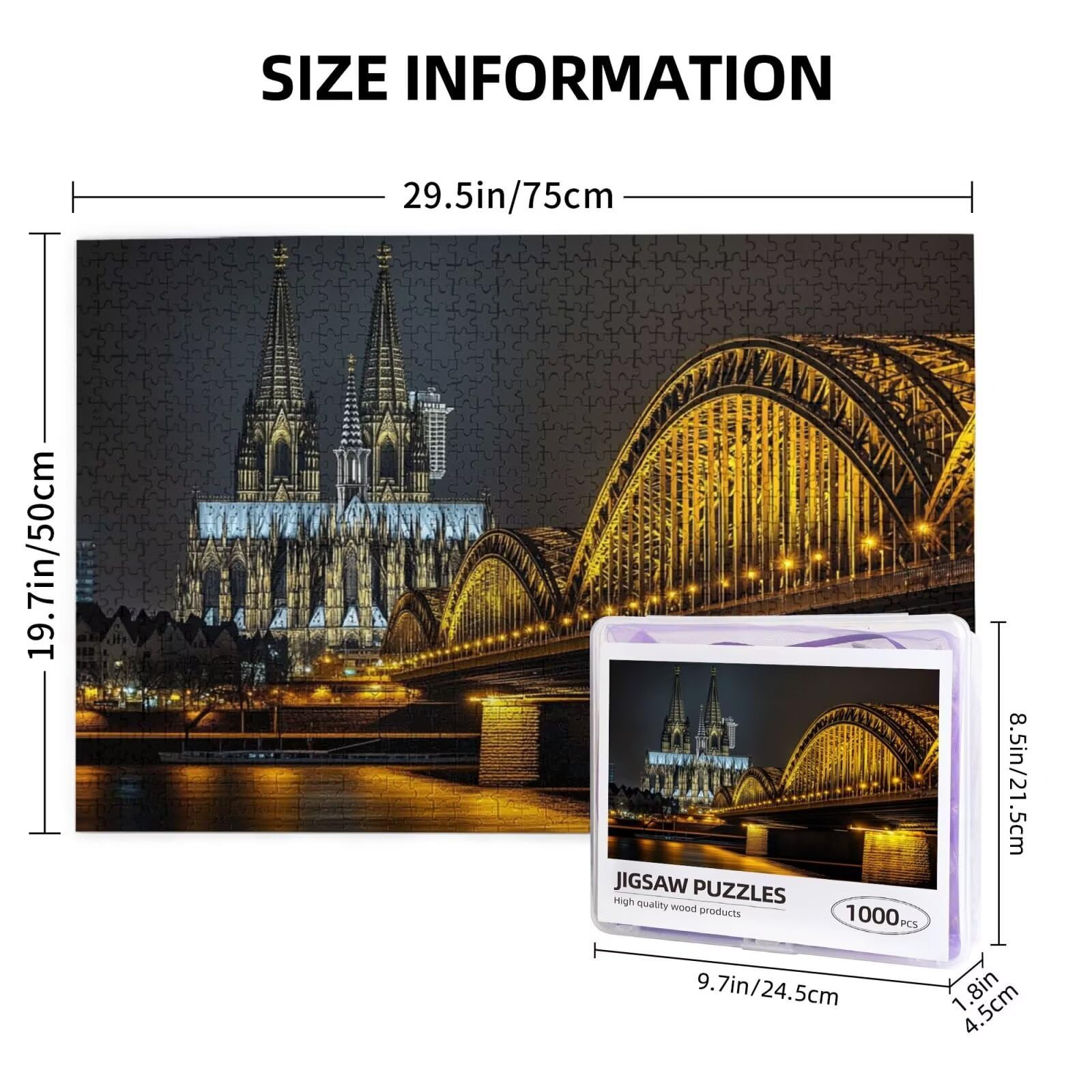 Puzzle Paryż, 1500 elementów, mostek, puzzle dla dorosłych, z pudełkiem na prezent, duże drewniane puzzle dla dorosłych, gra zręcznościowa dla całej rodziny, prezenty dla kobiet, 87 x 57 cm, 1138 lat