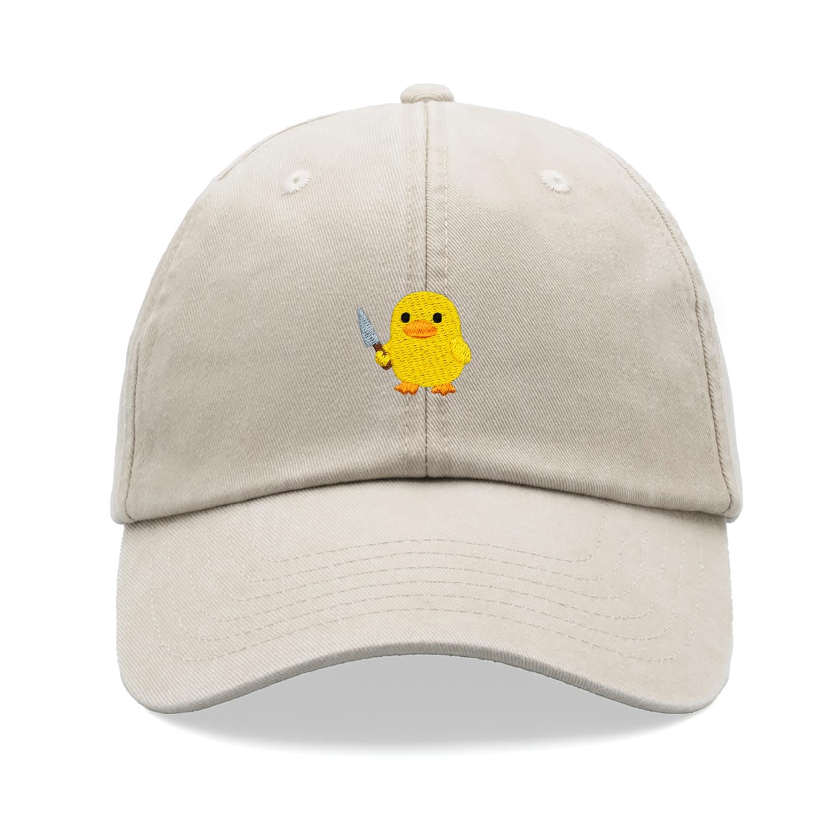 Duck with Knife Meme Baseball Cap Vintage Washed Unisex Dad Hat Adjustable Stone