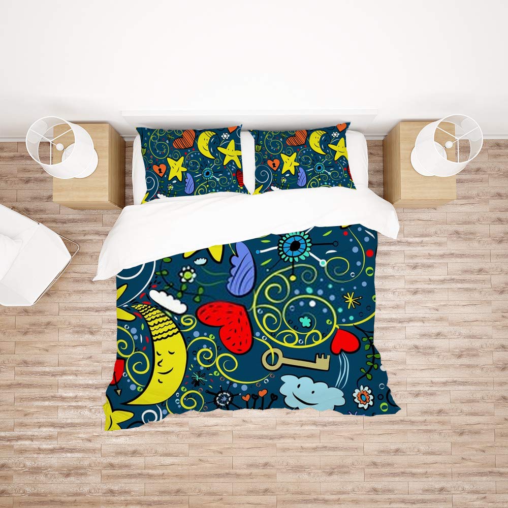 Housse de couette King motif Goodnight avec taies parure de lit 3 pièces en polyester