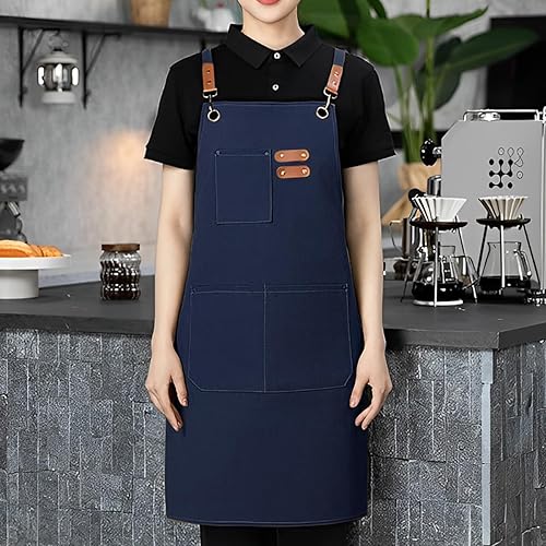 Miniatura 6 de Delantal personalizado para hombres y mujeres, delantales de lona de cocina personalizados con bolsillos, nombre, texto, logotipo, imagen