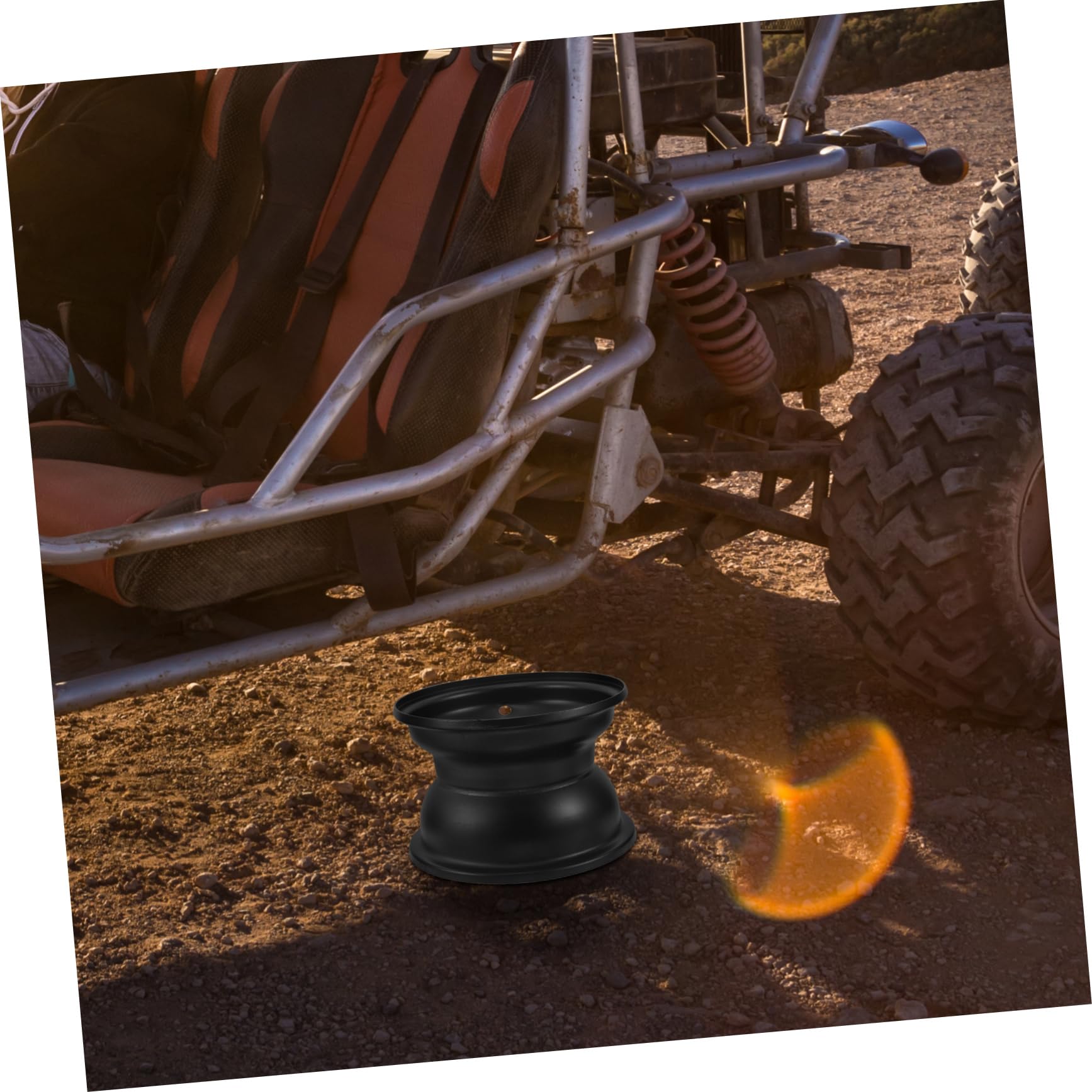 Ciieeo Cerchione Ruote Go Kart in Ferro Nero 16x8-7 Pollici Tre Fori, per Atv e Quad, Stile Elegante, Stabilità Ottimale e Facile Installazione