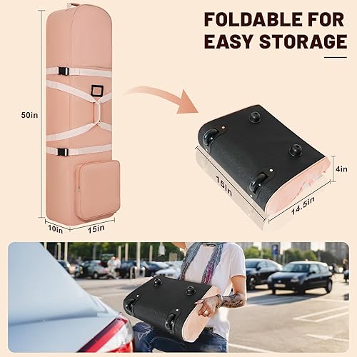 Miniatura 31 de Golf Travel Bags for Airlines with Adjustable Support Rod and Detachable Shoulder Straps, Hard case Top Soft Foldable Golf Club Travel Covers Negro