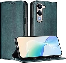 FANFO Case for Vivo Y29s 5G Case, [Magnetic Closure] PU Folio Leather Wallet Phone Case, Protective Cover with Card Slot and Stand Function. Dark Green