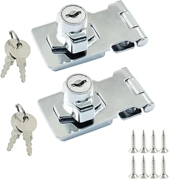 Bivethoi 2Pcs Keyed Hasp Locks, 2.5 Inch, Sliver