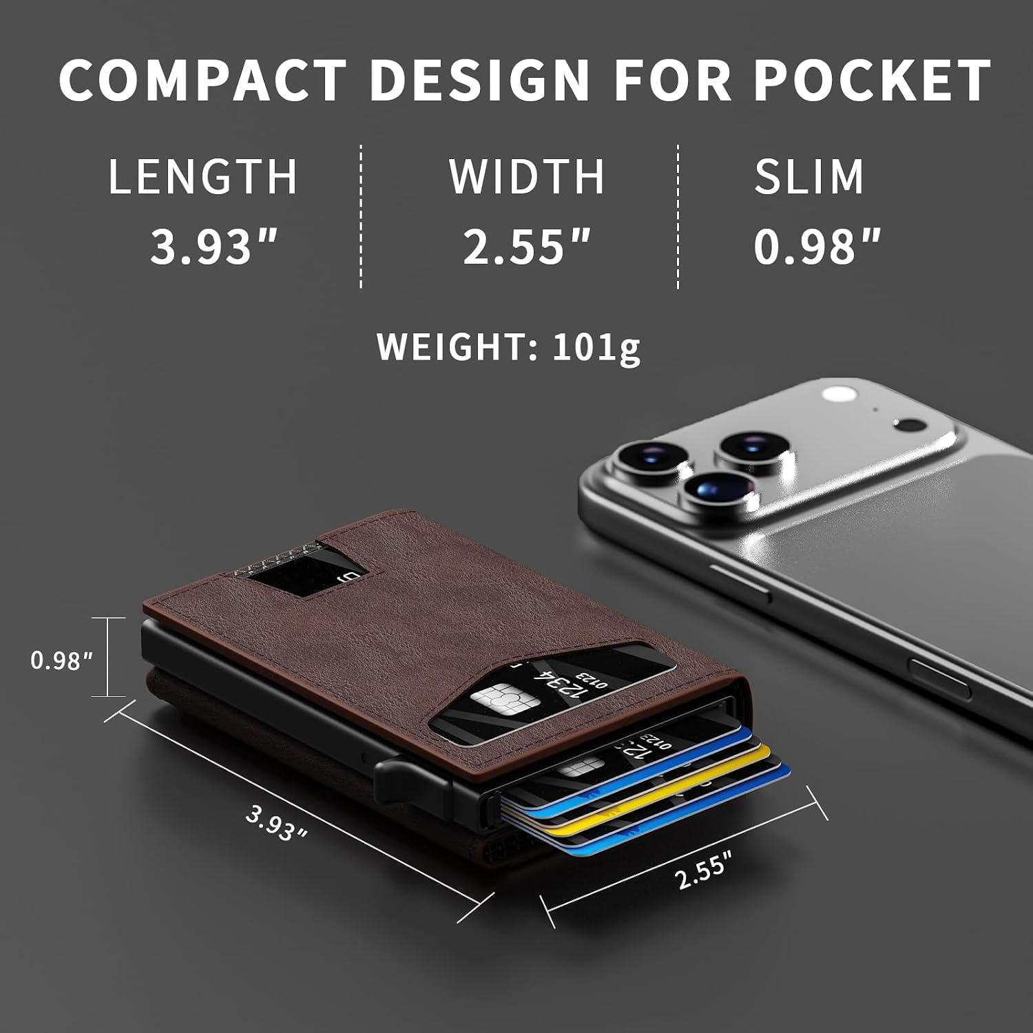 Men’s Wallet with RFID Blocking | Tri-Fold Front Pocket Design | 12 Card Slots, 2 ID Windows & Cash Slot | Aluminum Card Ejector | Durable & Lightweight Men’s Accessories (Coffee) image 3